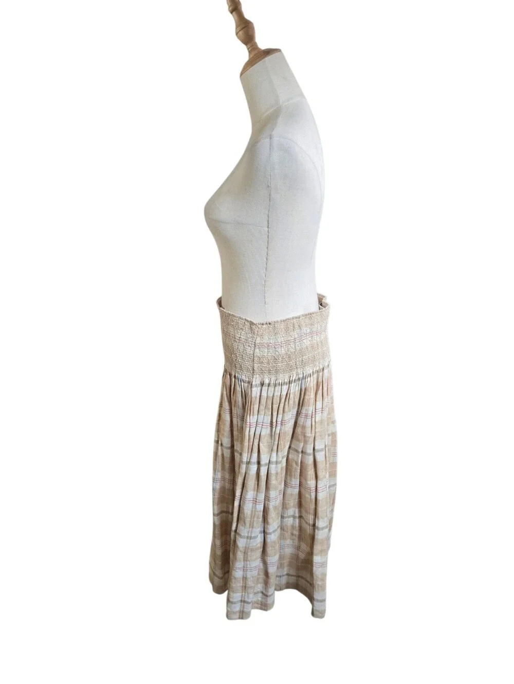 Tommy Hilfiger Beige Plaid Midi Skirt